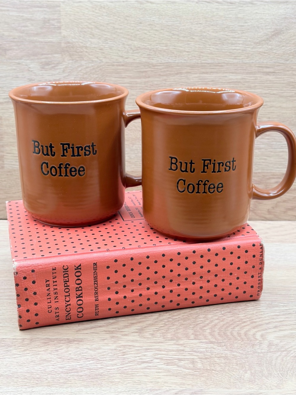 Set Of 2 Gibson Home " But First Coffee" Oversized Mugs Embossed Text 26 fl oz